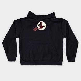 Flying Red Witch Kids Hoodie